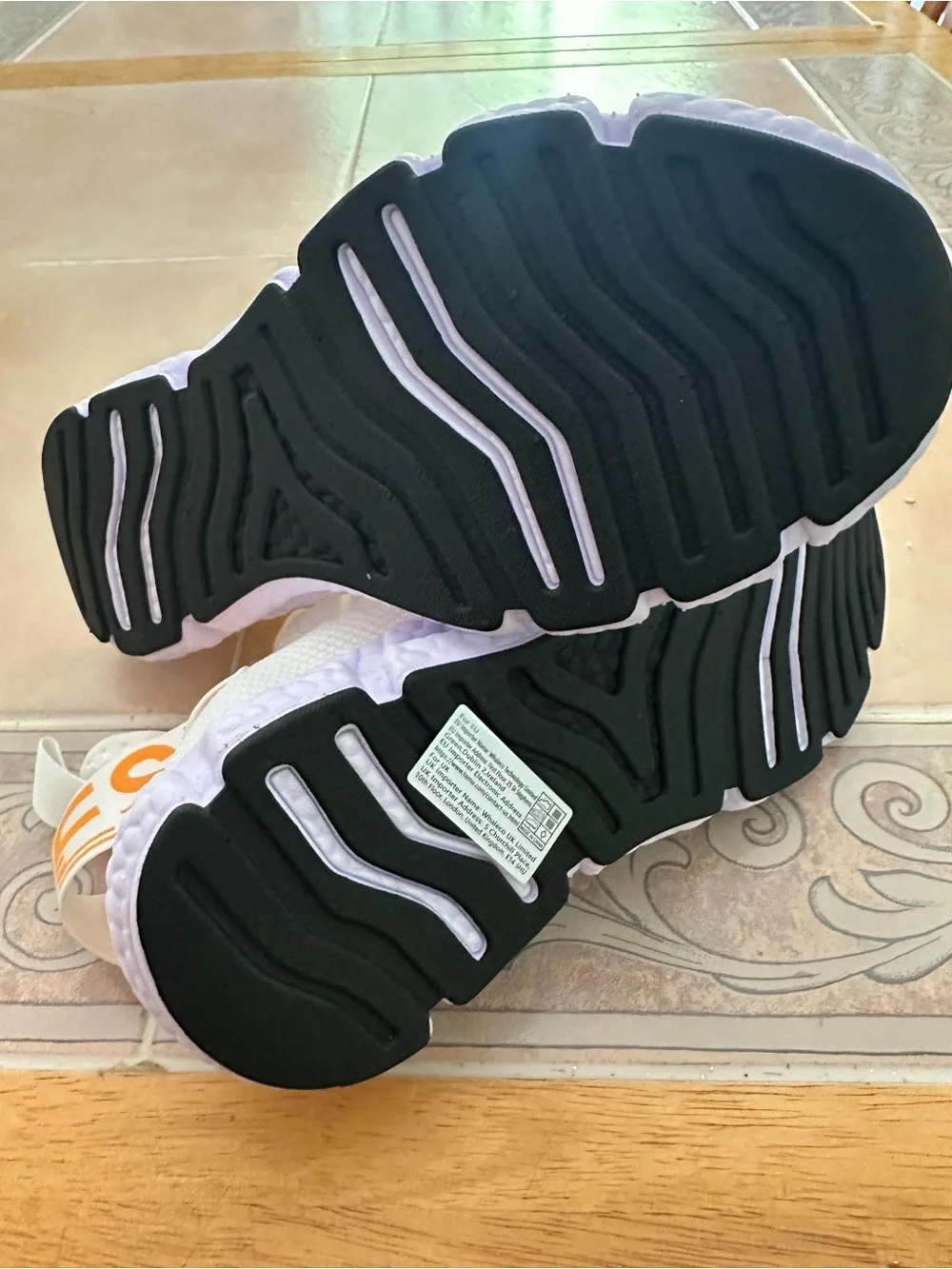 Faywellme White Knit Sneakers with Orange Text Accents